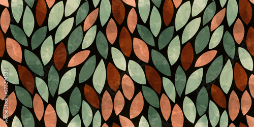 Watercolor leaves pattern. Leaves seamless vector background, textured jungle print.