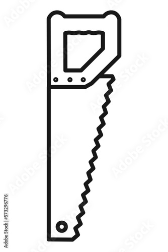 hacksaw cutting tool for carpentry or joinery in black minimalist design with transparent background