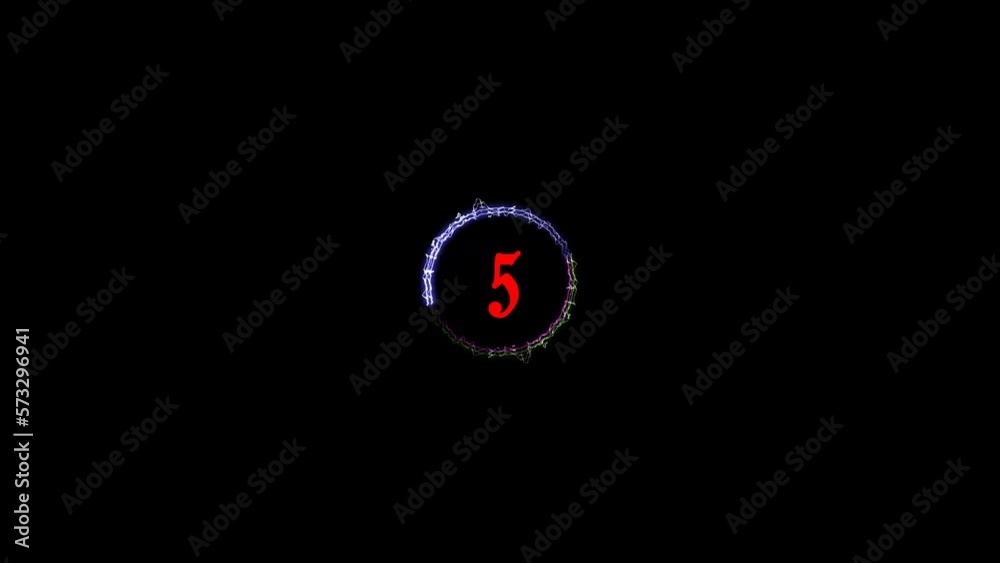 digital countdown from 0 to 10 on neon arrow circle with black background digital countdown from 0 to 10 on neon arrow circle with black background
