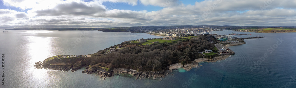 Pendennis point from the air near Falmouth cornwall england uk 