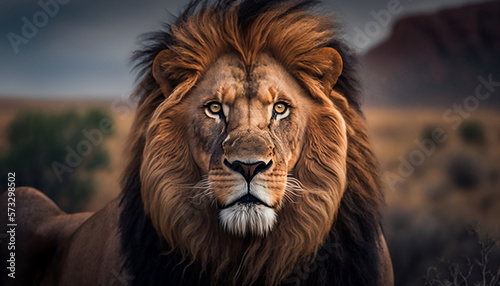 portrait of a lion close up Generative AI