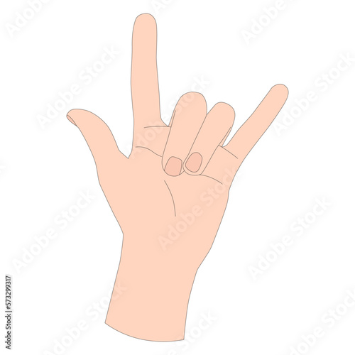 Hand gesture - devil horns. A symbol of rock music fans. Vector illusration isolated on white