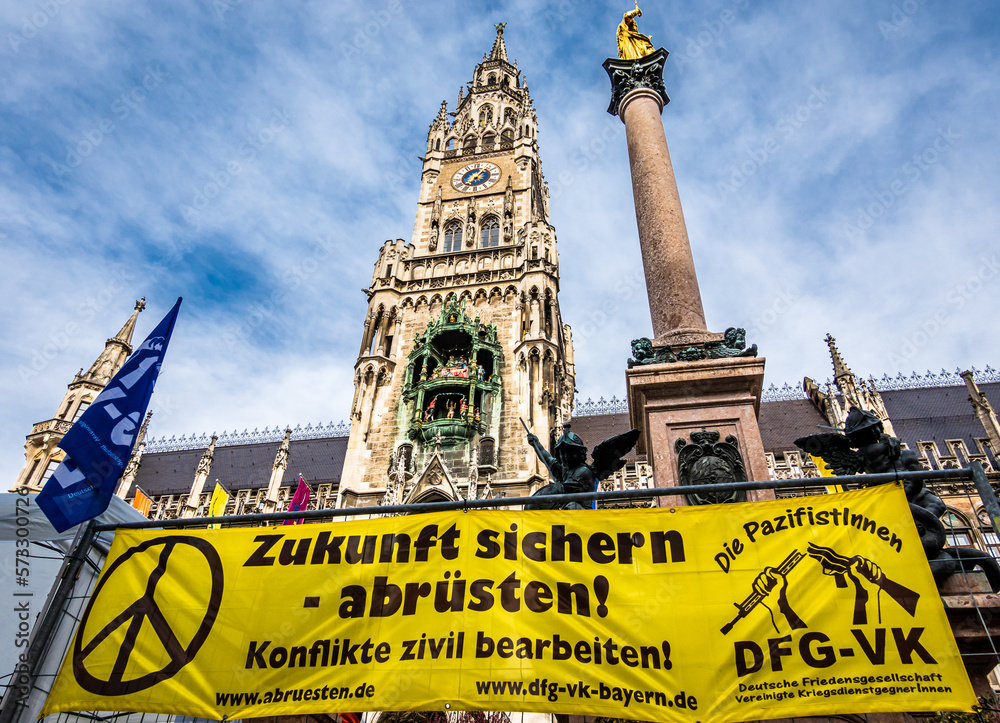 Munich, Germany February 18 Flags and participants at the