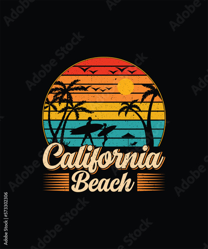 California beach, Summer Beach T-shirt Design