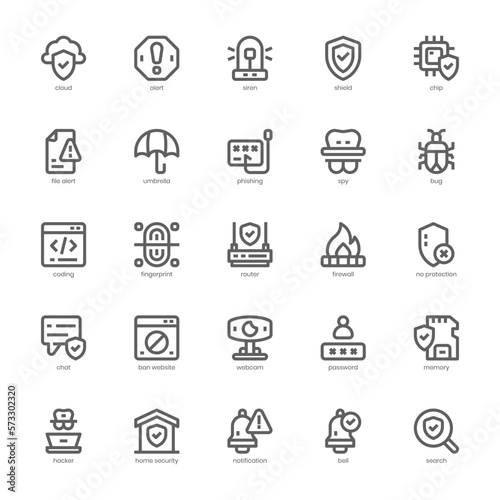 Internet Security icon pack for your website design, logo, app, and user interface. Internet Security icon outline design. Vector graphics illustration and editable stroke.