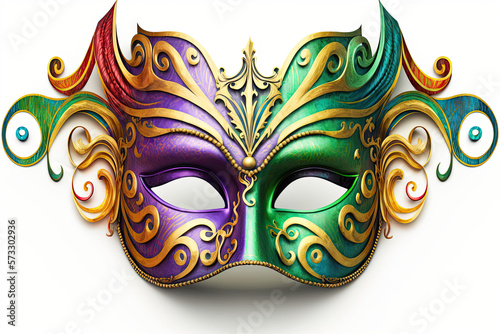 Colorful Masquerade Mask Illustration On White Background © Awesomextra