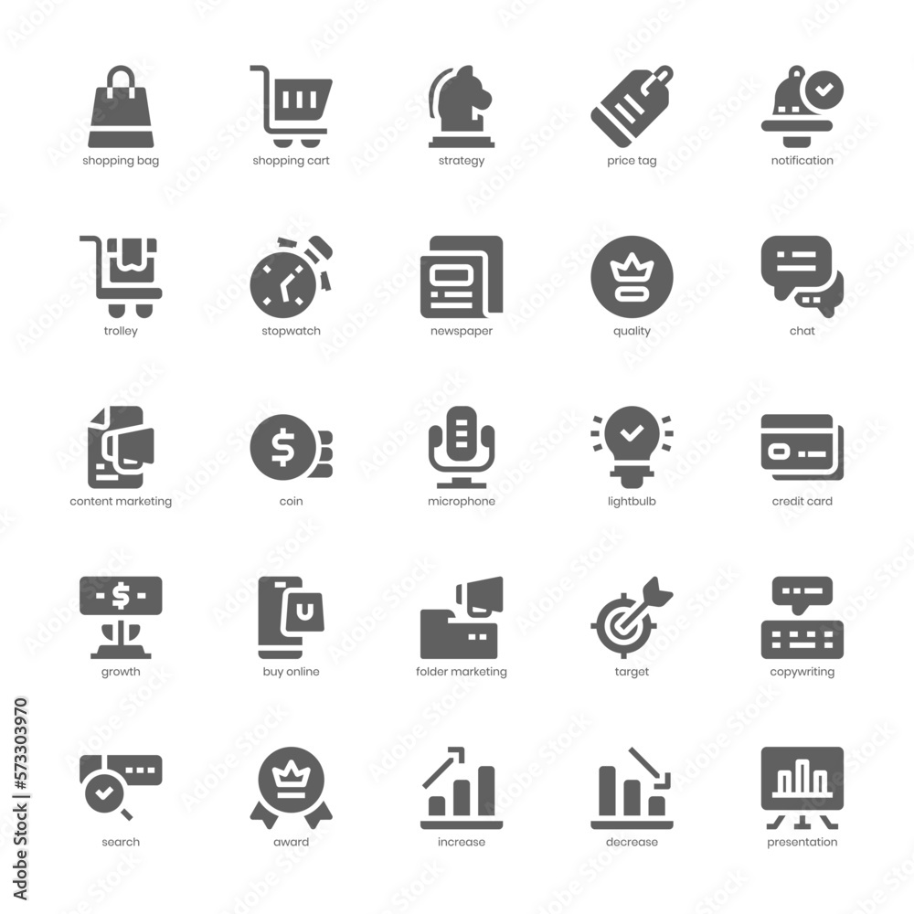 Online Marketing icon pack for your website design, logo, app, and user interface. Online Marketing icon glyph design. Vector graphics illustration and editable stroke.