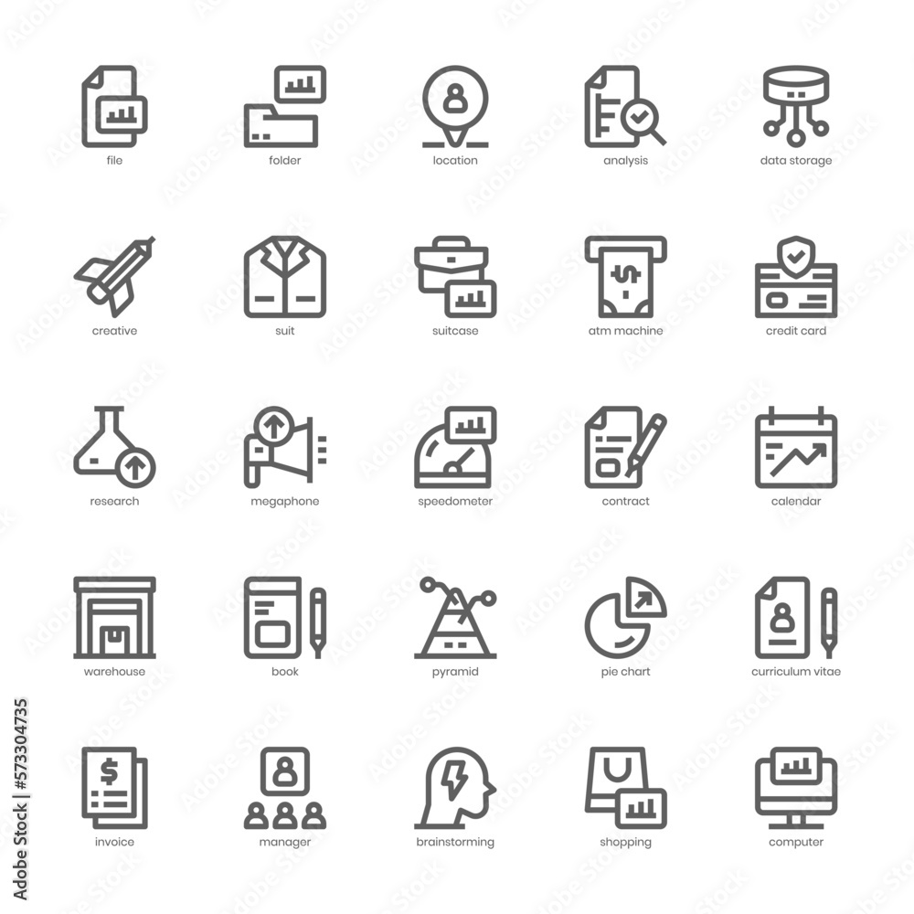 Business Analysis icon pack for your website design, logo, app, and user interface. Business Analysis icon outline design. Vector graphics illustration and editable stroke.