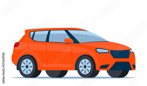 Red modern Suv car, side view. Vector illustration.