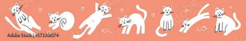 Photography An illustration with cats drawn by hand in the style of a doodle