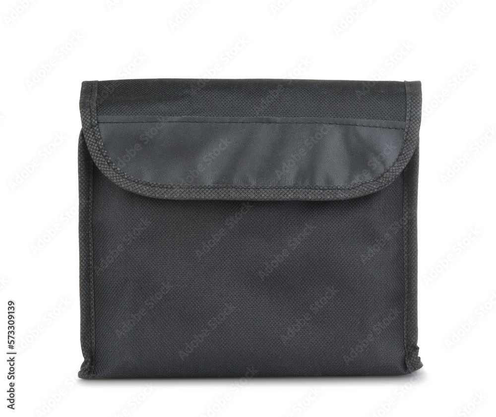 Front view of black textile case Front view of black textile case