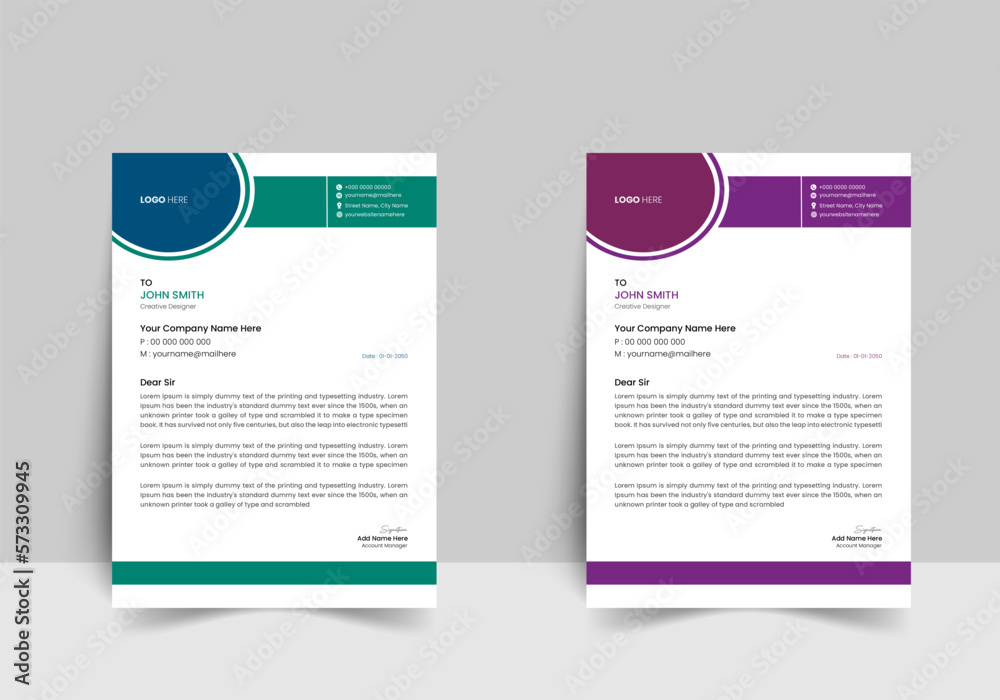 Obraz premium Vector modern company letterhead design template