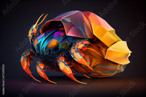 Fototapet Beautiful abstract surreal geometric hermit crab concept, contemporary colors and mood social background