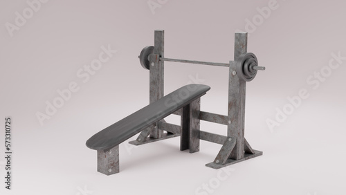 3d render barbell incline bench press illustration with isolated white background