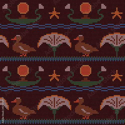 Seamless knitted pattern based on Ancient Egypt.