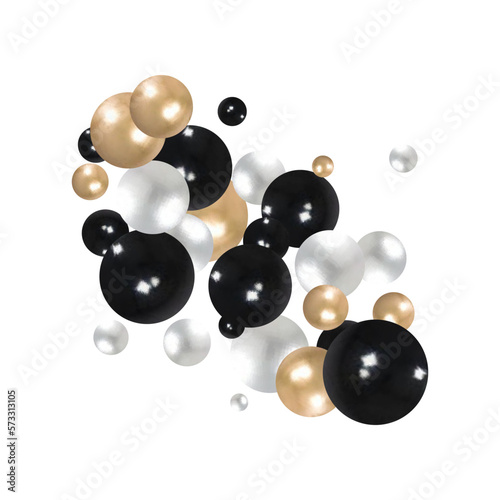 Shiny pearl isolated on transparent background. Multicolored orbs, spherical balls and 3D circle glass buttons. Glossy sphere, icons set. Vector objects for decoration. Illustration. eps 10