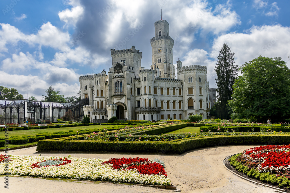 Czech castle Hluboka nad Vltavou, medieval building with beautiful park Czech castle Hluboka nad Vltavou, medieval building with beautiful park