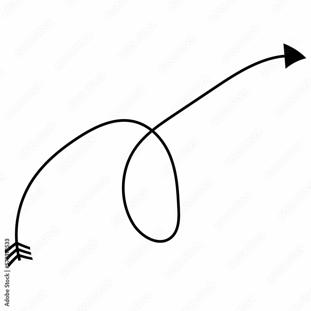 The arrow indicates the direction drawn by hand.