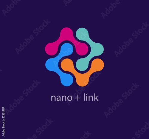 Ports combination modern logo. Brainstorm concept. Unique color transitions. Pen loop logo template. vector.
