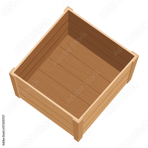 Wooden box. Retail, logistics, delivery, storage concept. Delivery container, empty parcel or shipping crates isolated vector illustration. Cargo distribution pack for food or products