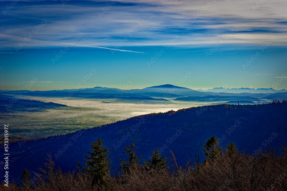 high in the mountains on a cold day