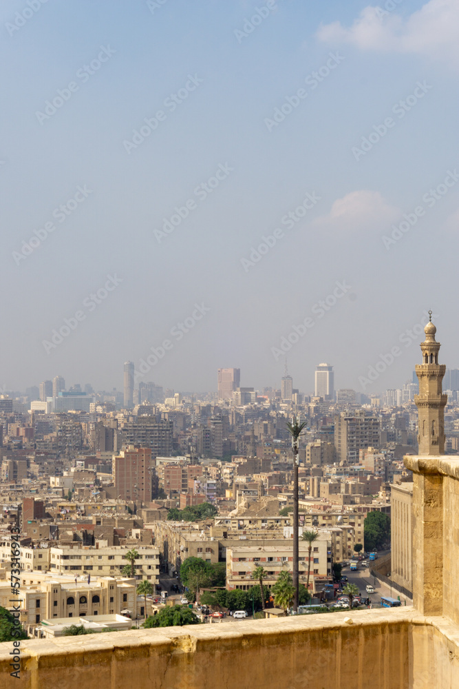 Fototapeta premium Cairo city seen from the citadel of Saladin, on a sunny day, with a lot of pollution