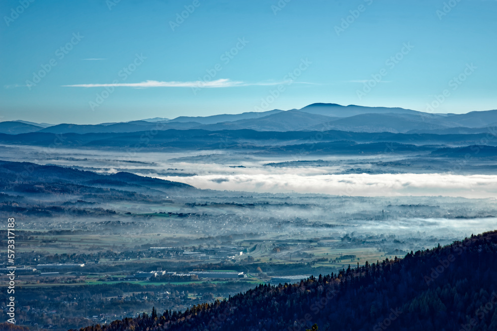 high in the mountains on a cold day