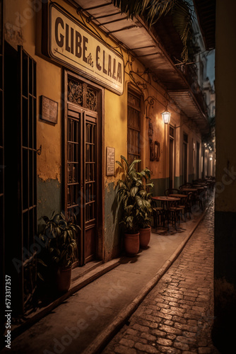 photo of a tourist alley at night in the streets of cuba