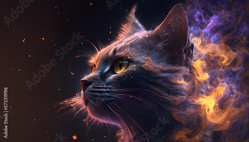 galaxy cat on black © logolord