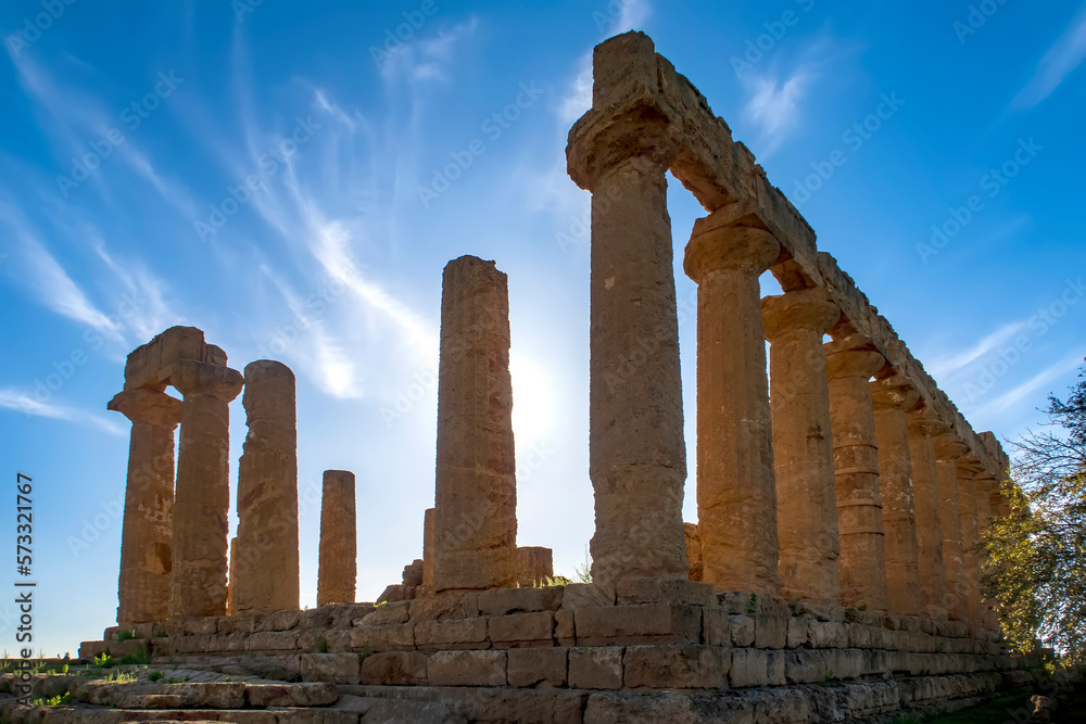 The greek temple of Juno in the Valley of the Temples, Agrigento, Italy.