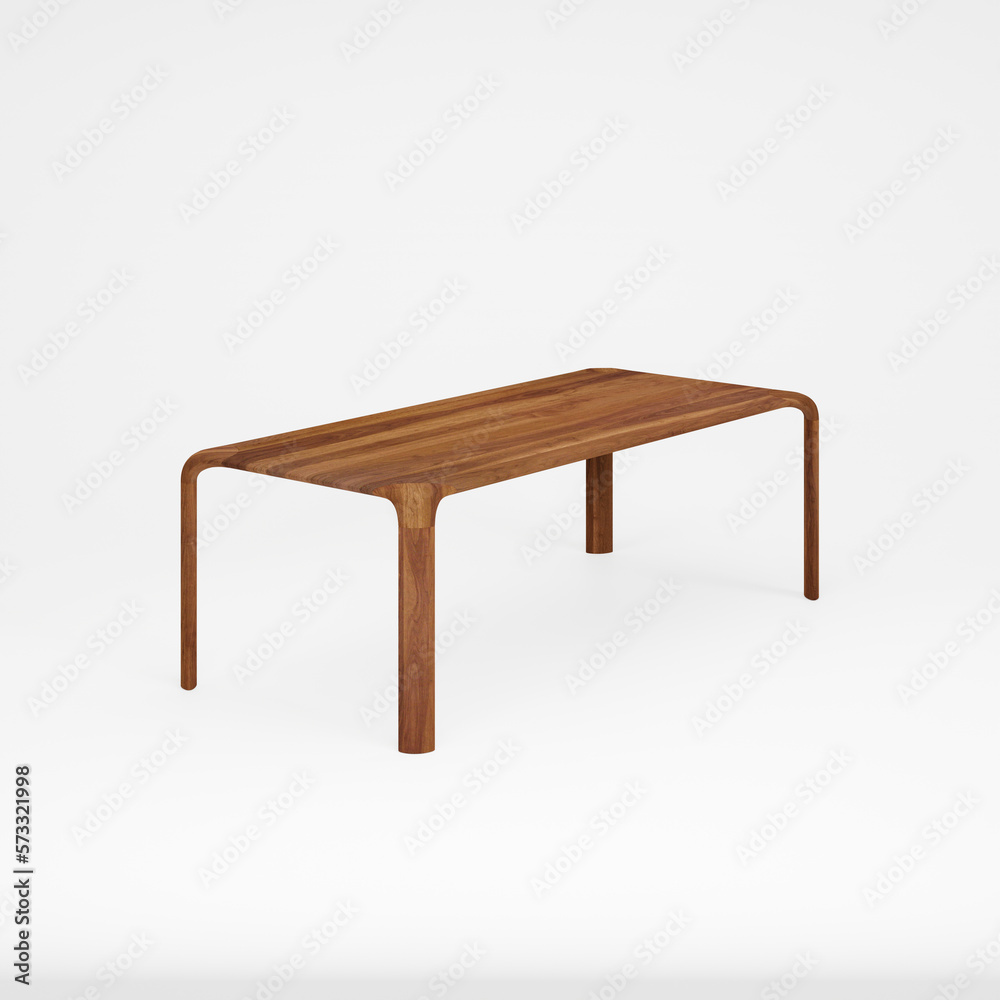 3D rendering Wood Modern Bench Chair on White Background, Side o 3D rendering Wood Modern Bench Chair on White Background, Side o