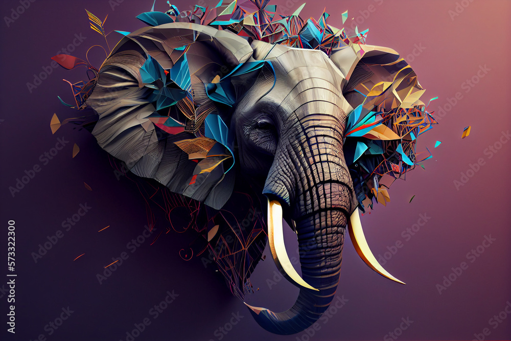 Beautiful abstract elephant background. Generative AI technology - obrazy, fototapety, plakaty 
