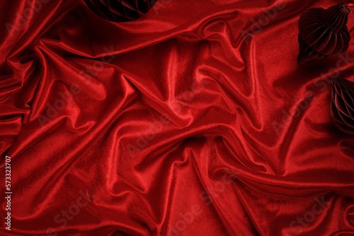 Fotomurale Dark red velvet textured draped background