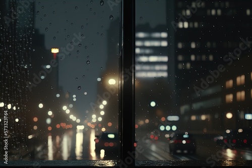 Rainy city. Droplets on glass window. © DW