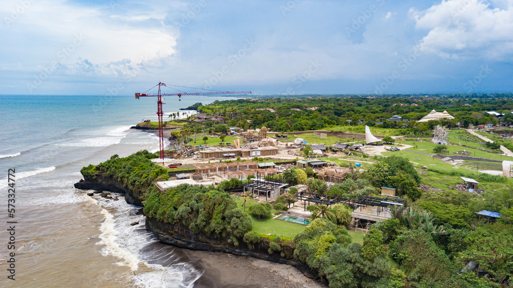 Aerial view of building site near Nyanyi beach. Bali, Indonesia.