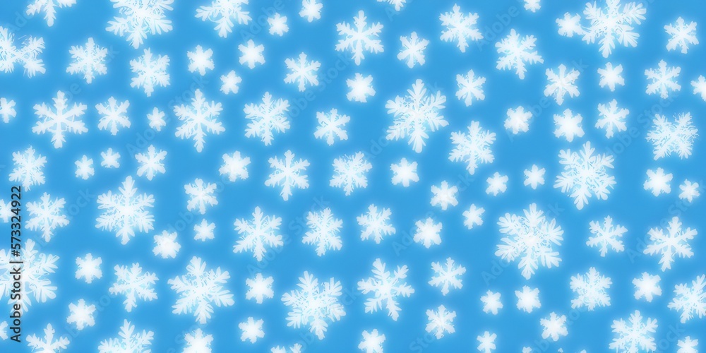 illustrazione con densi fiocchi di neve su sfondo azzurro