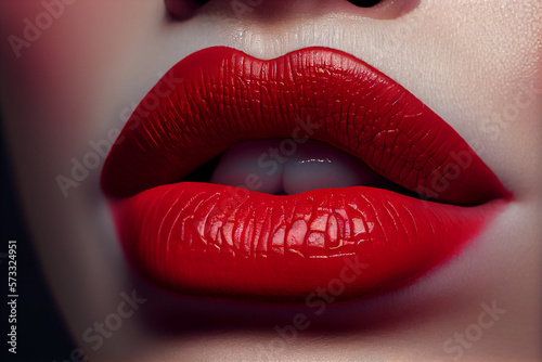 closeup of a woman's lips with red lipstick