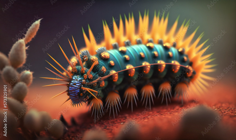 The prickly spines of a caterpillar, warning predators of its toxicity