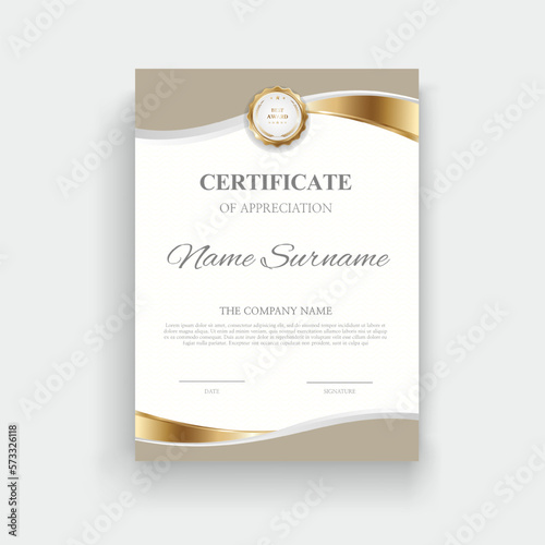 Certificate of completion design. Certificate of achievement, education, award, scholarship, bachelor degree, diploma