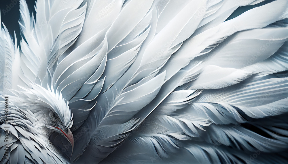 Fototapeta premium White feathers background, generative ai