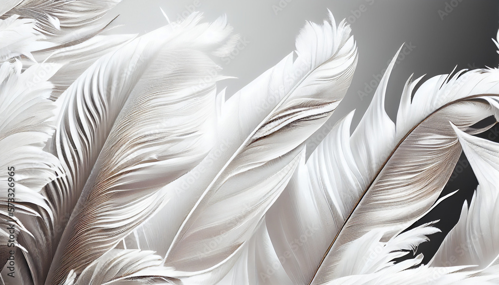 Fototapeta premium White feathers background, generative ai
