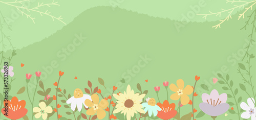 Beautiful Hand brush strokes line of botanical flowers sketch style. Vector spring illustration design for fashion,fabric ,and all prints on light green background color