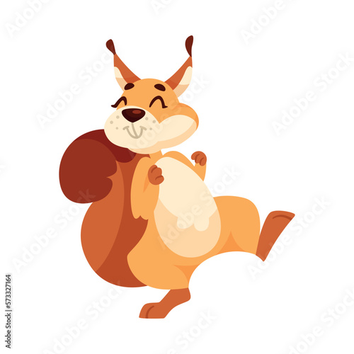 Funny Squirrel with Bushy Tail Cheering Expressing Emotion Vector Illustration