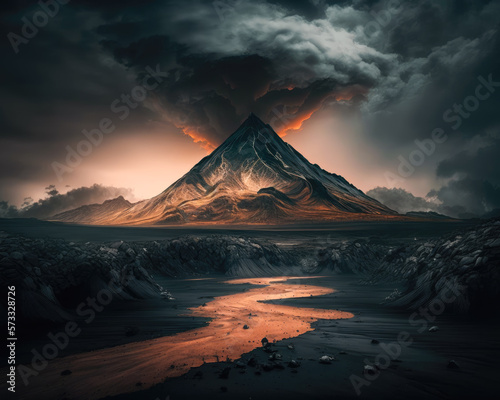 Volcanic Landscape-volcano erupting
