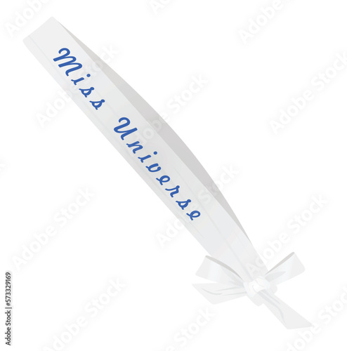 White Miss Universe ribbon. vector
