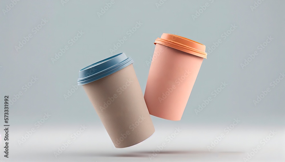 Paper coffee cup mock-up. Render realistic 3d illustrations. Package ...