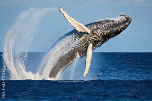 A whale breaching water.  photo