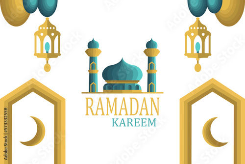 ramadan kareem banner. Islamic background. muslims, mosque lantern and moon on white background