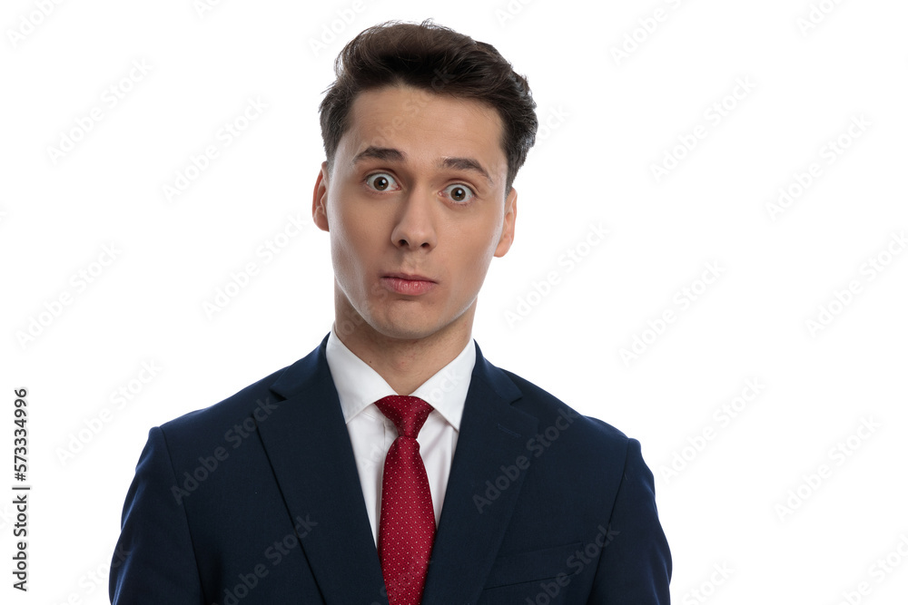 businessman making big eyes and feeling shocked businessman making big eyes and feeling shocked