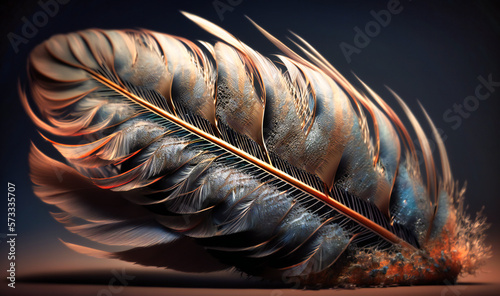 The fine details of a feather, showcasing its intricate barbs and filaments